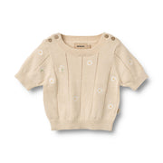 Wheat Knit Top S/S Malvina - 4570-560 9731 Sandshell White Flowers
