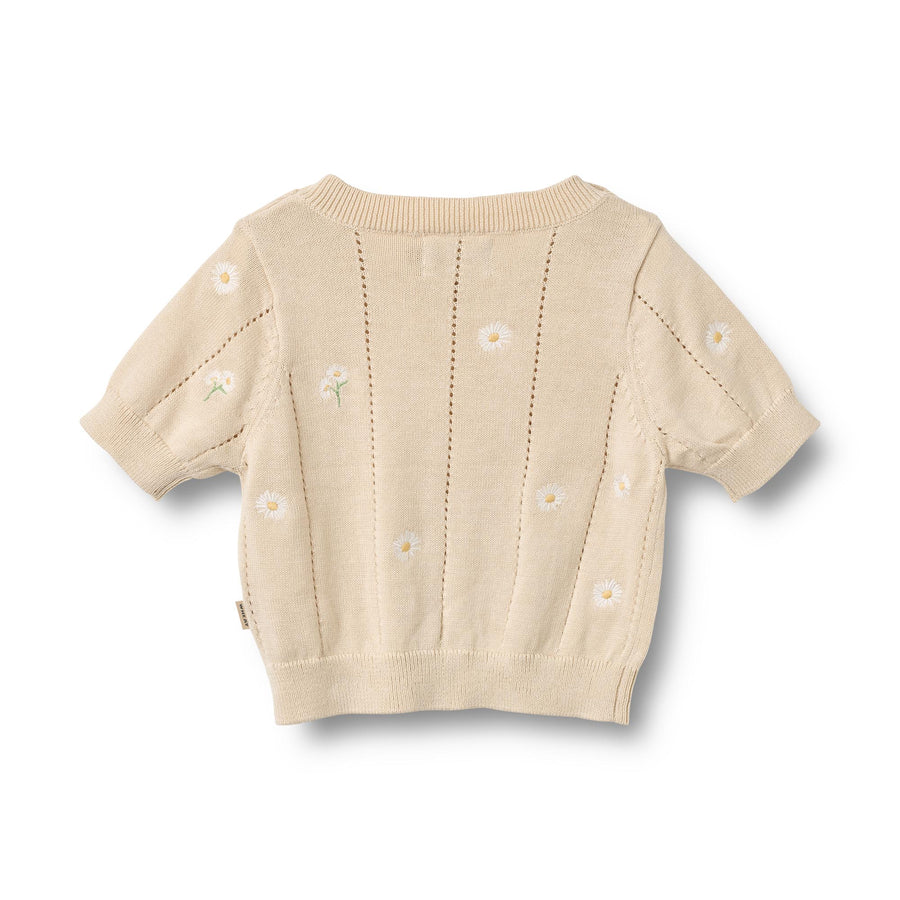 Wheat Knit Top S/S Malvina - 4570-560 9731 Sandshell White Flowers
