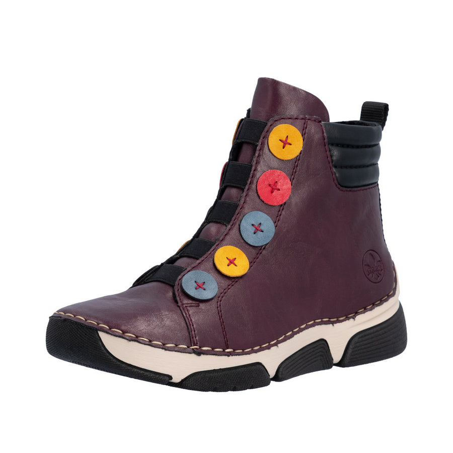 Rieker 45977-30 Burgundy Button Boots
