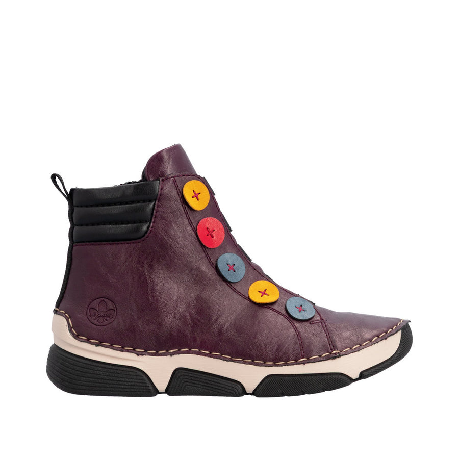 Rieker 45977-30 Burgundy Button Boots