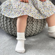 The Little Sock Company Frilly Non-Slip Stay-On Baby and Toddler Socks - Pearl White