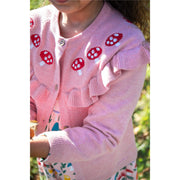Frugi Romi Ruffle Cardigan - Pink Marl/Mushroom