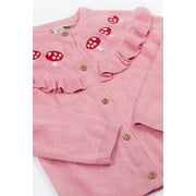 Frugi Romi Ruffle Cardigan - Pink Marl/Mushroom