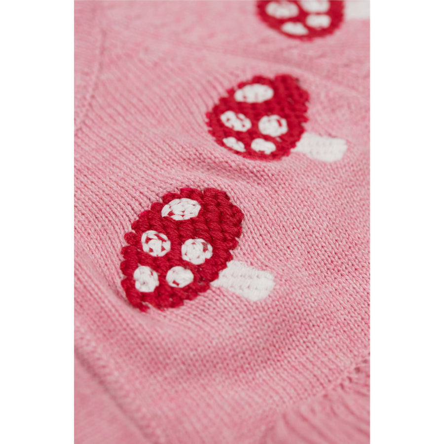 Frugi Romi Ruffle Cardigan - Pink Marl/Mushroom