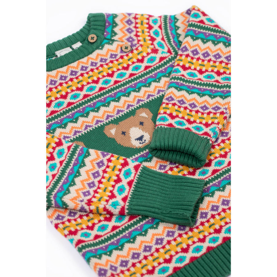 Frugi Fowey Fairisle Knitted Jumper - Bear Fair Isle