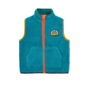 Frugi Bude Borg Gilet - Boat Blue/Mushroom