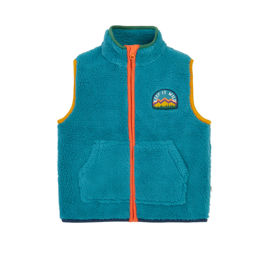 Frugi Bude Borg Gilet - Boat Blue/Mushroom