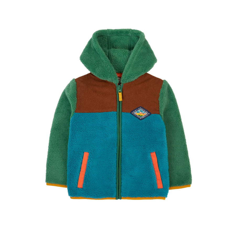 Frugi Bracken Fleece Cord Jacket - Holly Green/Hotchpotch