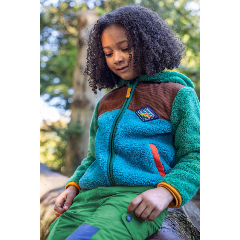 Frugi Bracken Fleece Cord Jacket - Holly Green/Hotchpotch