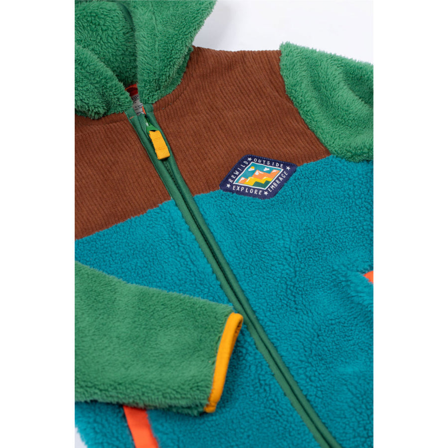 Frugi Bracken Fleece Cord Jacket - Holly Green/Hotchpotch