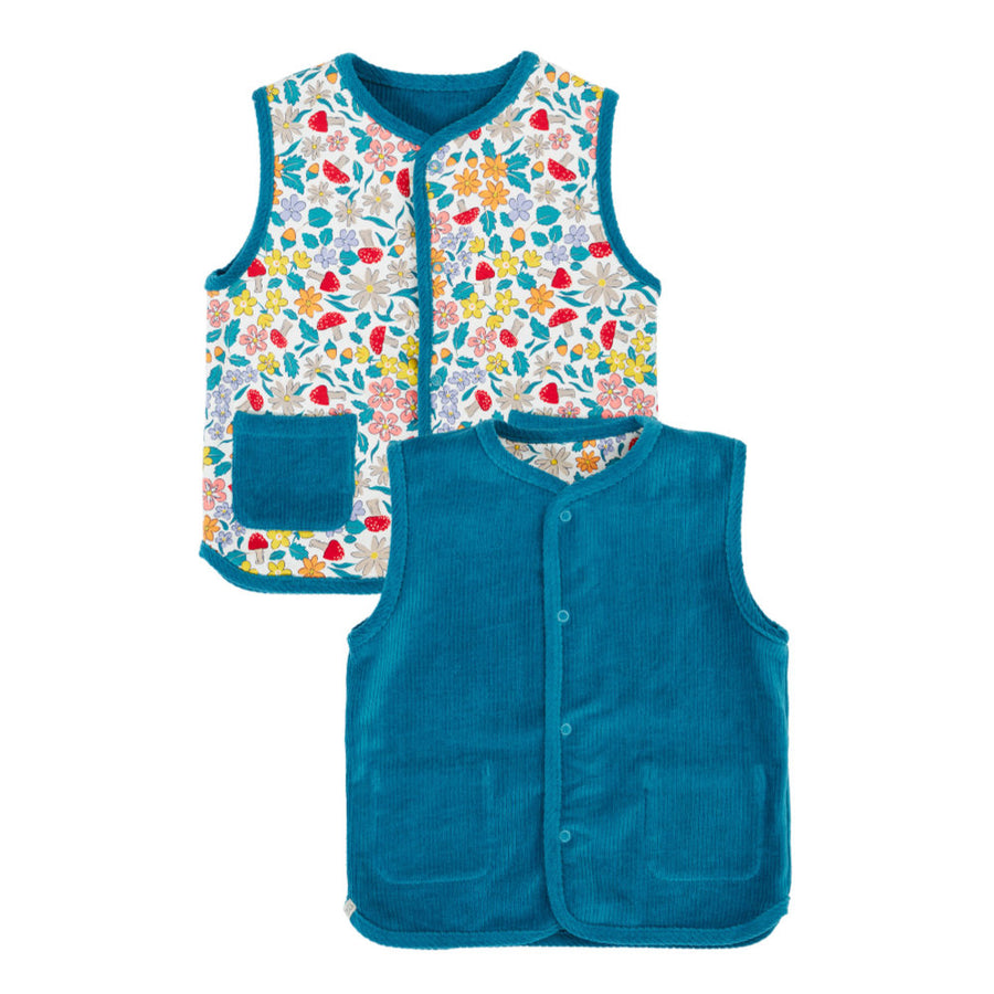 Frugi Wynn Reversible Waistcoat - Boat Blue/Wild Woods