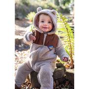Frugi Cord Ted Snuggle Suit - Twig/Teddy Bear