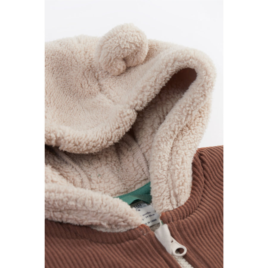 Frugi Cord Ted Snuggle Suit - Twig/Teddy Bear
