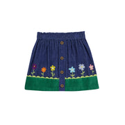 Frugi Cara Cord Skirt - Ink Blue/Flowers