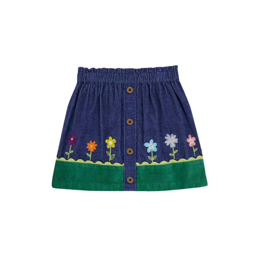 Frugi Cara Cord Skirt - Ink Blue/Flowers