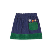 Frugi Cara Cord Skirt - Ink Blue/Flowers