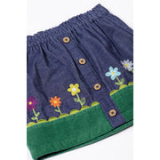 Frugi Cara Cord Skirt - Ink Blue/Flowers