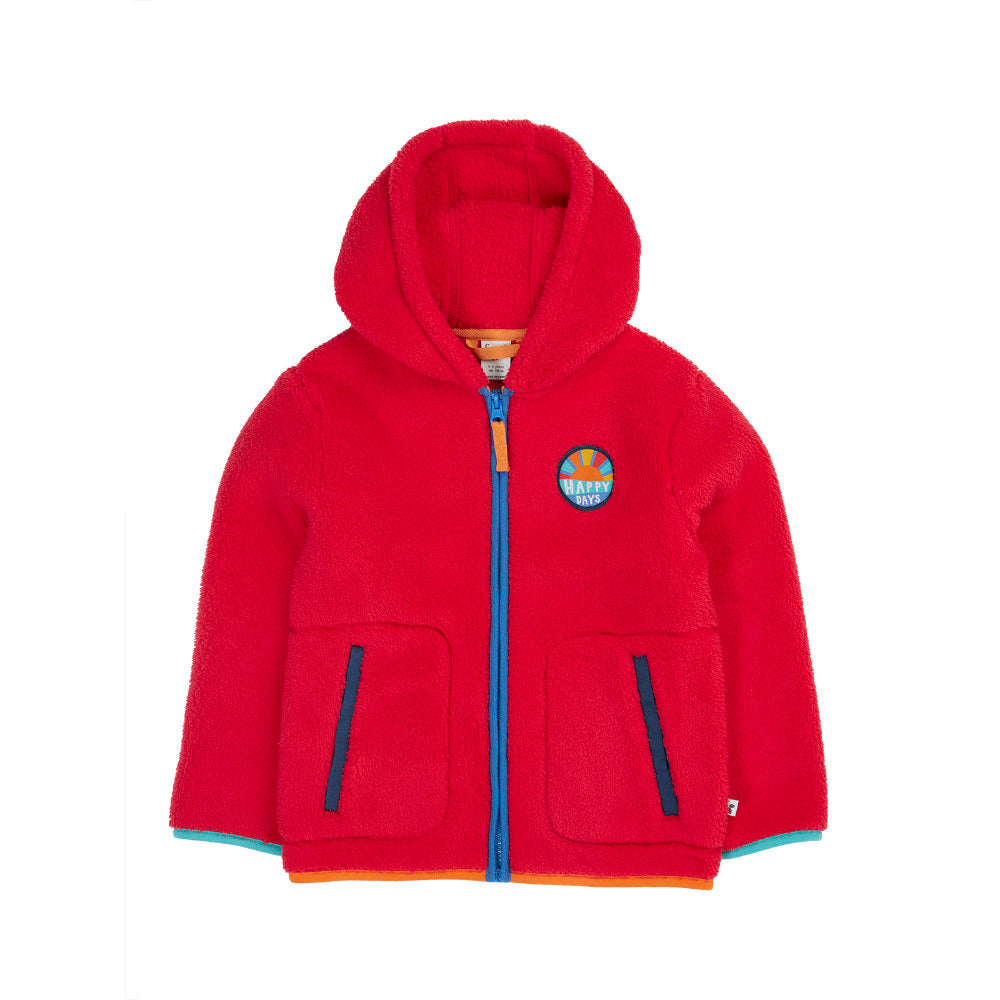 Frugi Glen Ted Fleece Jacket - True Red/Happy
