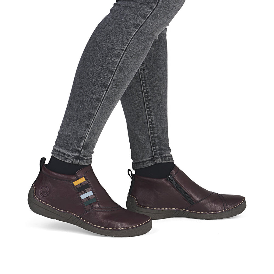 Rieker 52584-30 Womens Burgundy Zip Boots