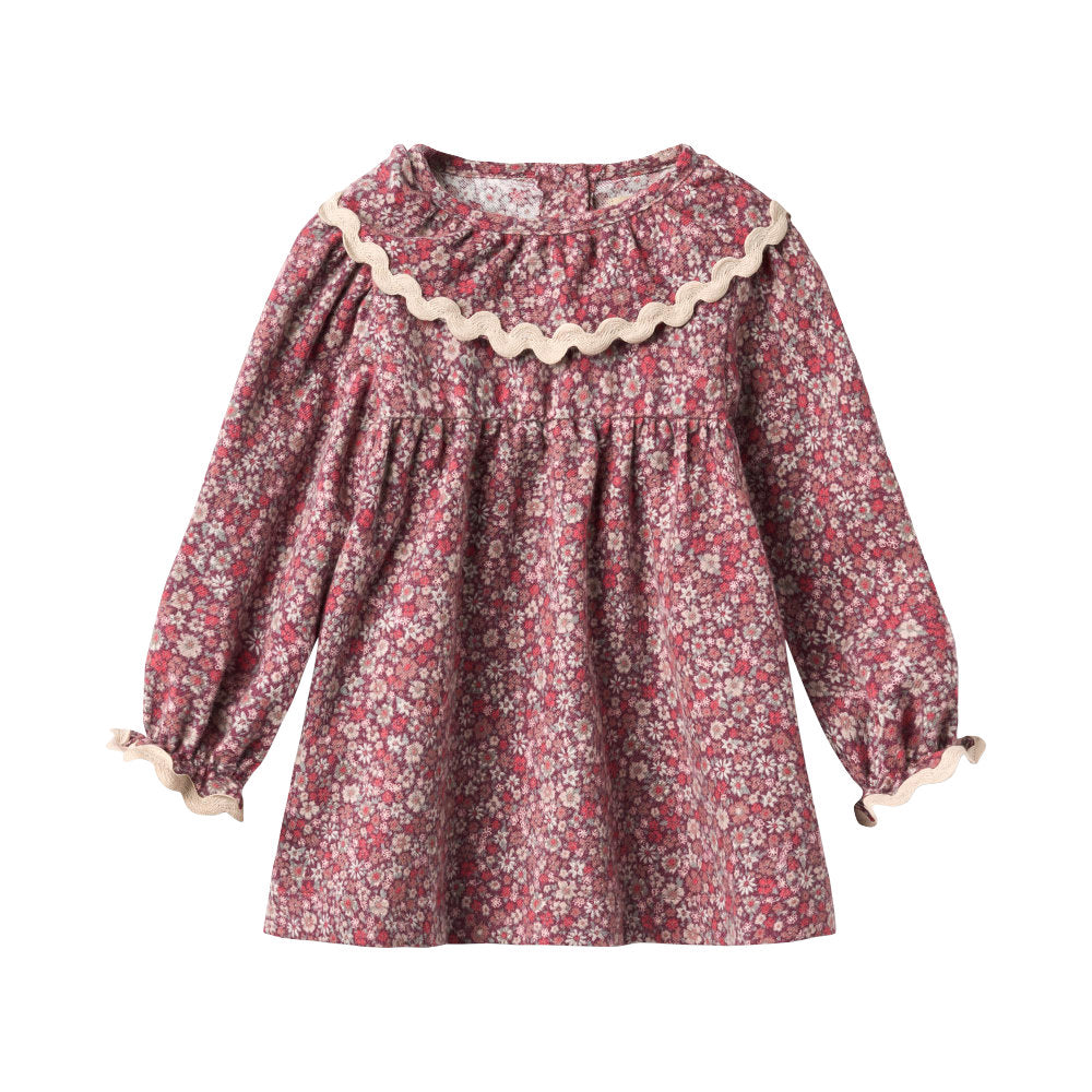 Wheat 5368-215-GOTS Dress L/S Collar Elvira 9773 Grape Flowers