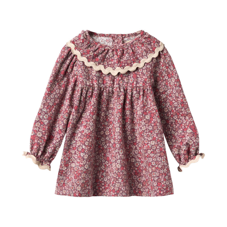 Wheat 5368-215-GOTS Dress L/S Collar Elvira 9773 Grape Flowers