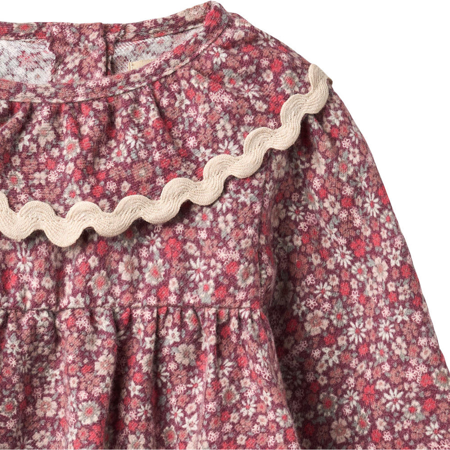 Wheat 5368-215-GOTS Dress L/S Collar Elvira 9773 Grape Flowers