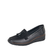 Rieker 53771-00 Black Stretch Wide Fit Wedge Shoes
