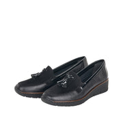 Rieker 53771-00 Black Stretch Wide Fit Wedge Shoes