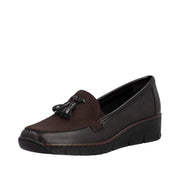 Rieker 53771-25 Dark Brown Stretch Wide Fit Wedge Shoes