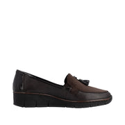 Rieker 53771-25 Dark Brown Stretch Wide Fit Wedge Shoes