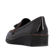 Rieker 53771-25 Dark Brown Stretch Wide Fit Wedge Shoes