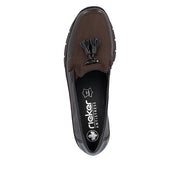 Rieker 53771-25 Dark Brown Stretch Wide Fit Wedge Shoes