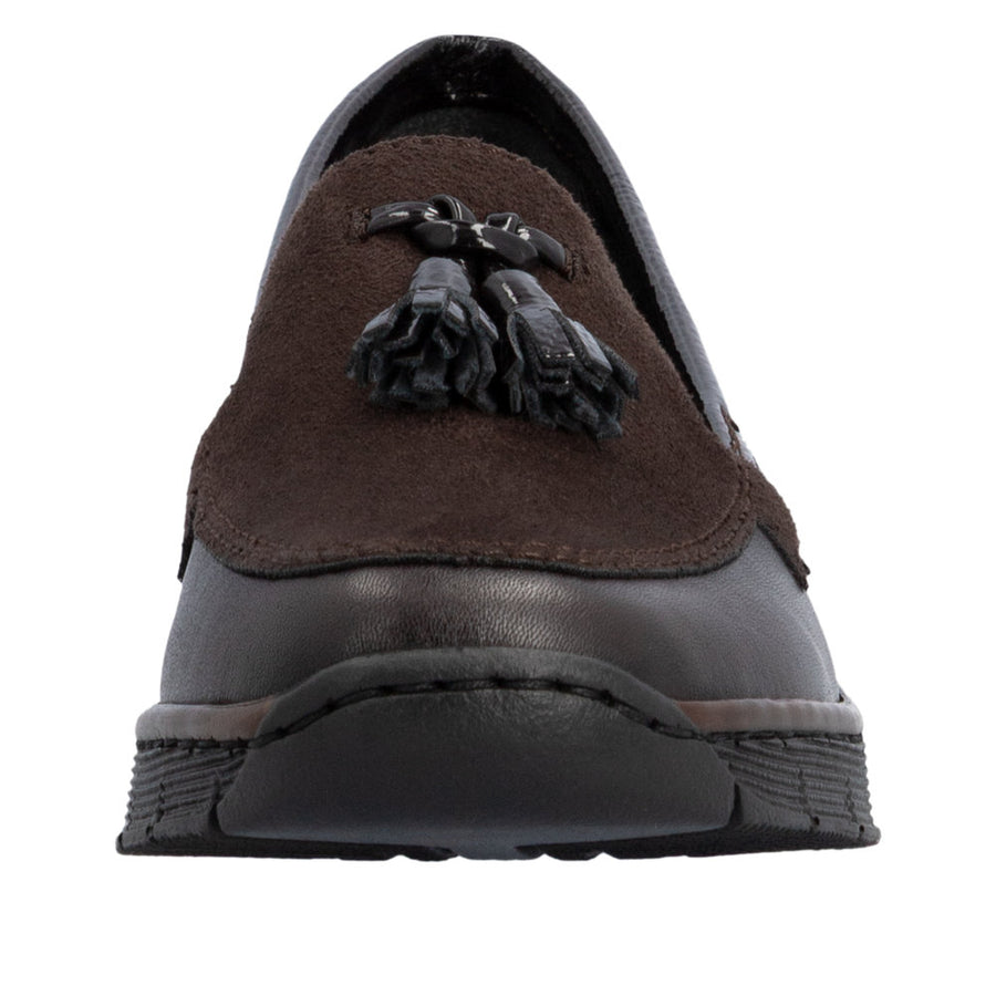 Rieker 53771-25 Dark Brown Stretch Wide Fit Wedge Shoes