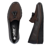 Rieker 53771-25 Dark Brown Stretch Wide Fit Wedge Shoes