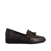 Rieker 53771-25 Dark Brown Stretch Wide Fit Wedge Shoes