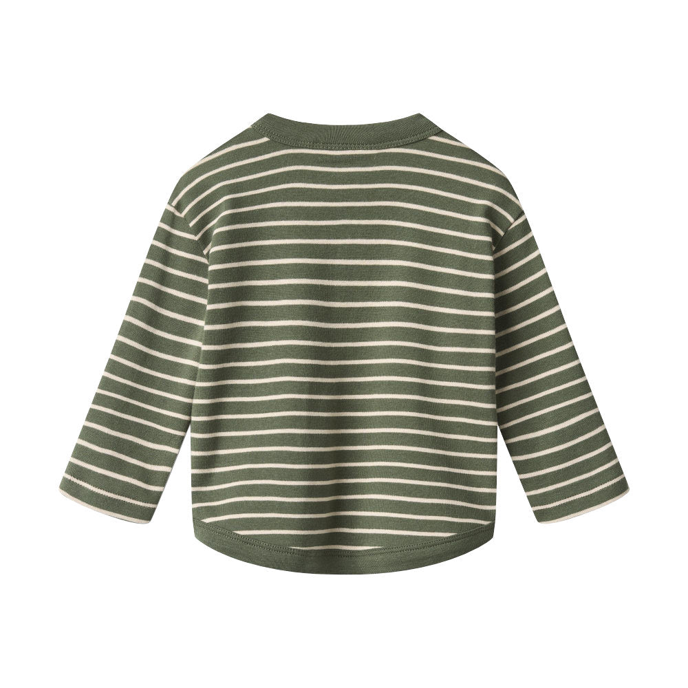 Wheat 6223-106-GOTS T-Shirt L/S Osvald 4076 Dark Green Stripe