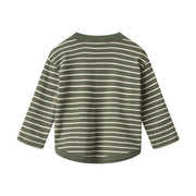 Wheat 6223-106-GOTS T-Shirt L/S Osvald 4076 Dark Green Stripe