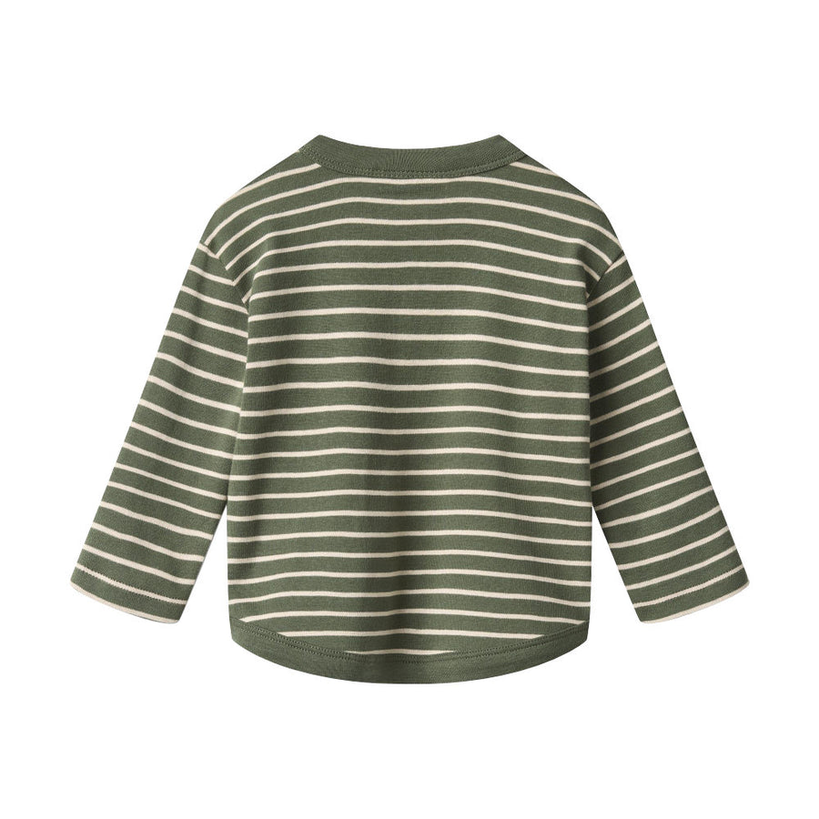 Wheat 6223-106-GOTS T-Shirt L/S Osvald 4076 Dark Green Stripe