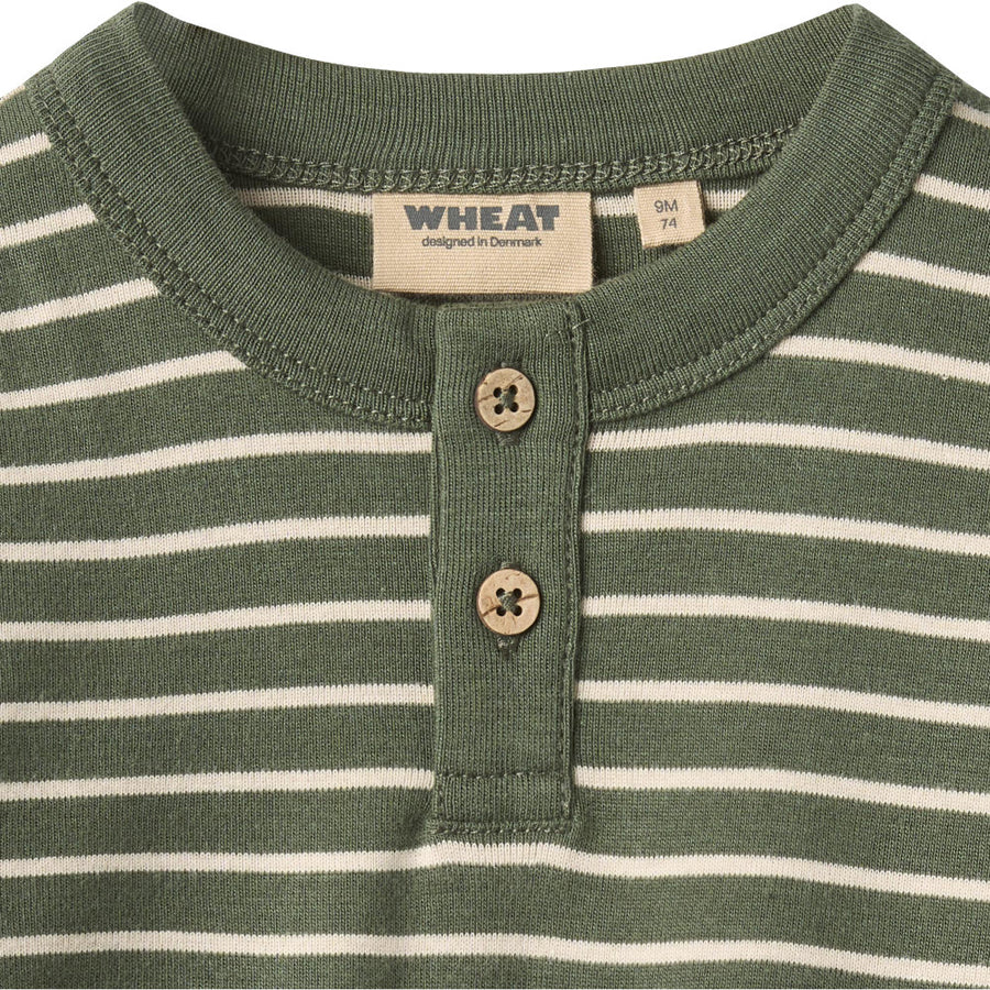 Wheat 6223-106-GOTS T-Shirt L/S Osvald 4076 Dark Green Stripe