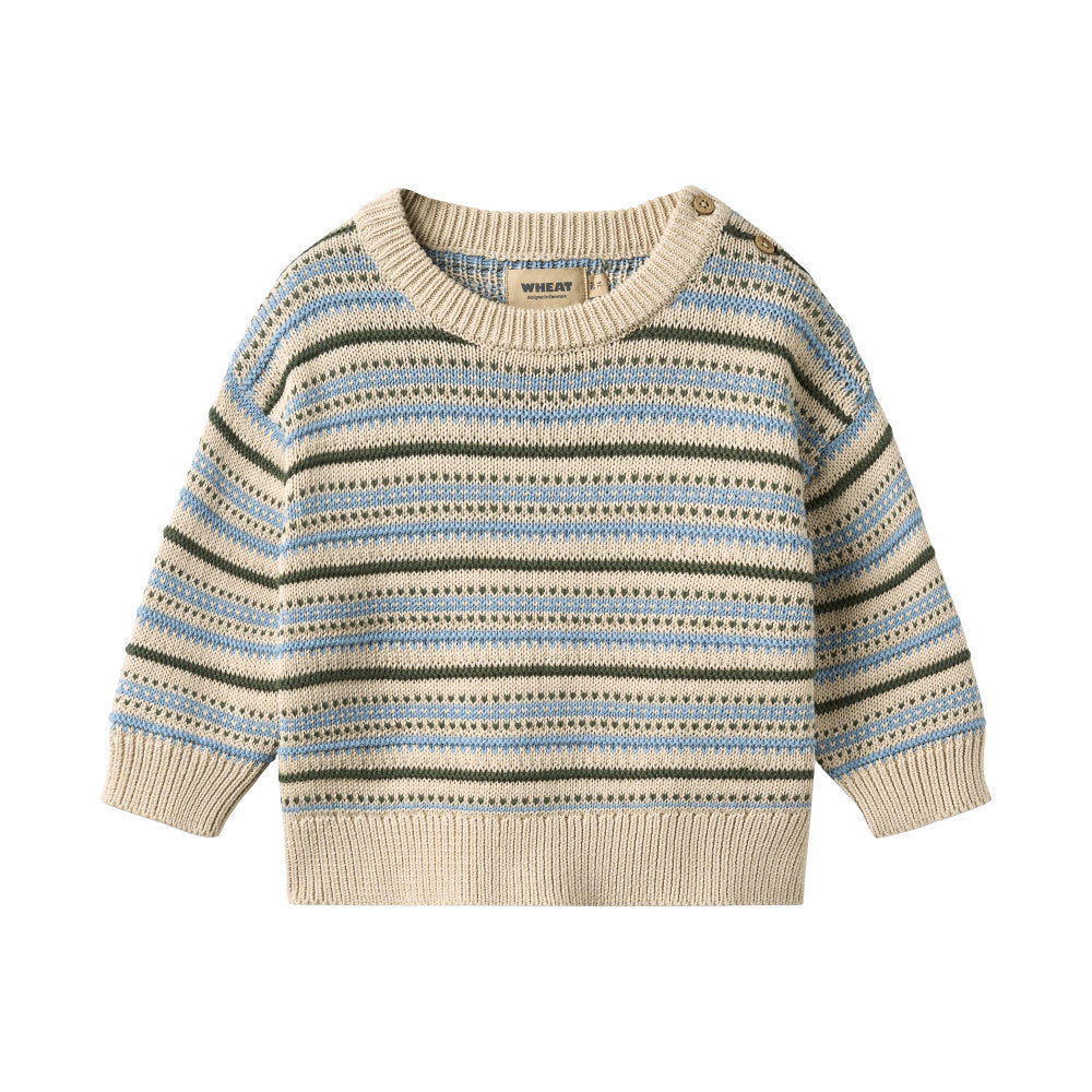Wheat 6539-560-GOTS Jacquard Pullover Harlow 3191 Offwhite
