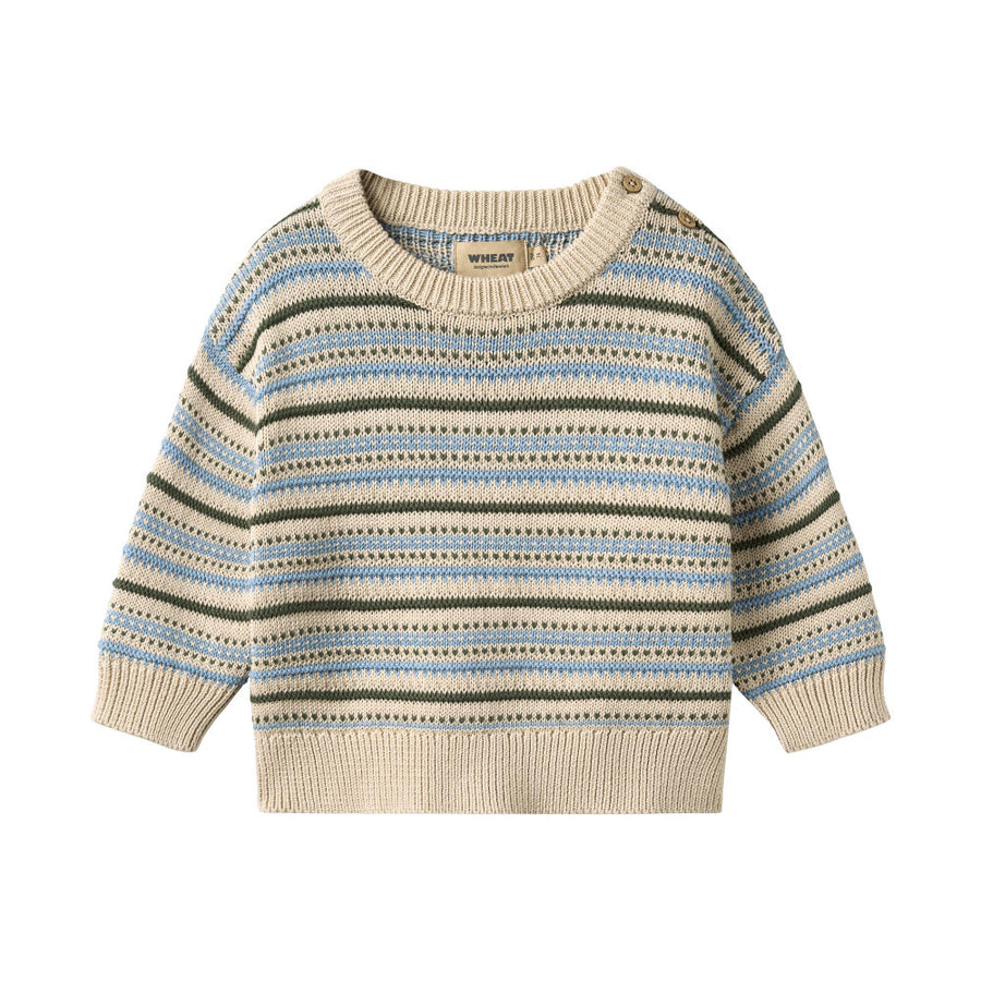Wheat 6539-560-GOTS Jacquard Pullover Harlow 3191 Offwhite