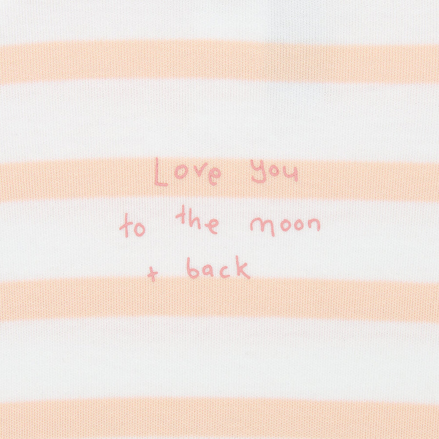 Bob and Blossom Pink “love you to the moon and back” Striped All in One SS604