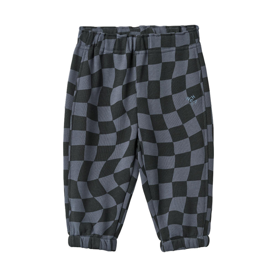 Wheat 6888-624-GOTS Sweatpants Cosmo 1311 Navy Blue Check