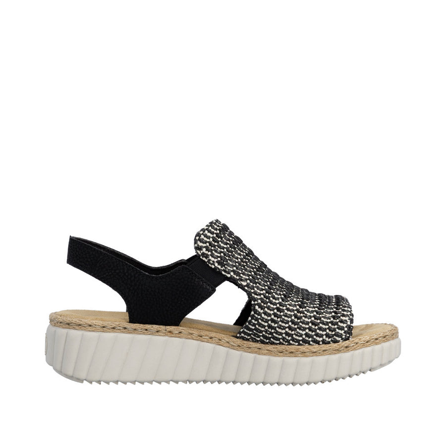 Rieker 69276-00 Black Wide Fit Sandals