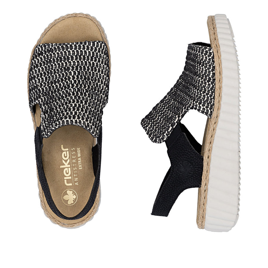 Rieker 69276-00 Black Wide Fit Sandals