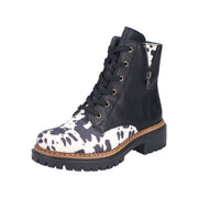 Rieker 72617-01 Black Cow Print Boots
