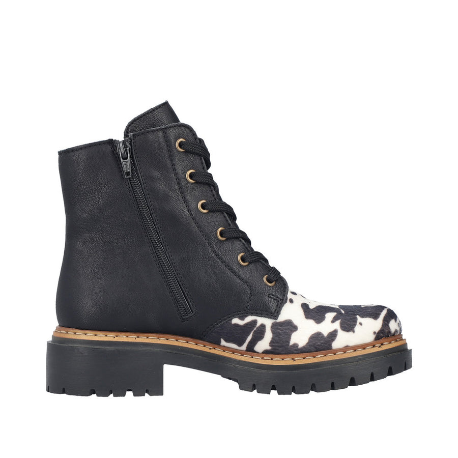 Rieker 72617-01 Black Cow Print Boots