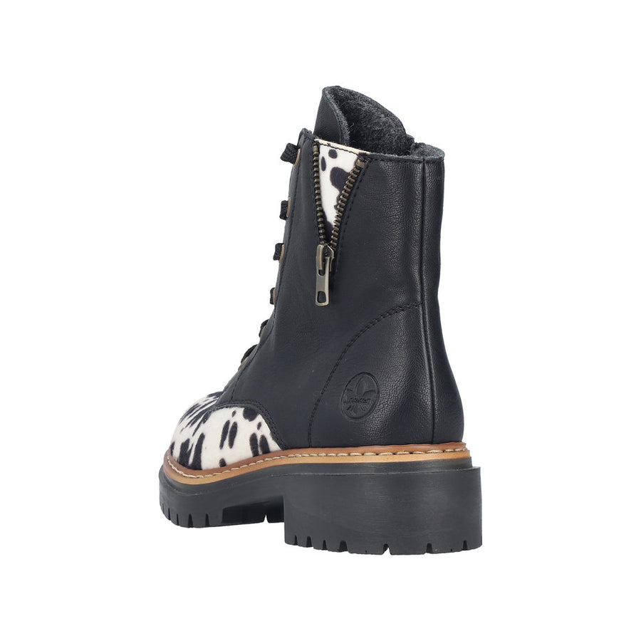 Rieker 72617-01 Black Cow Print Boots