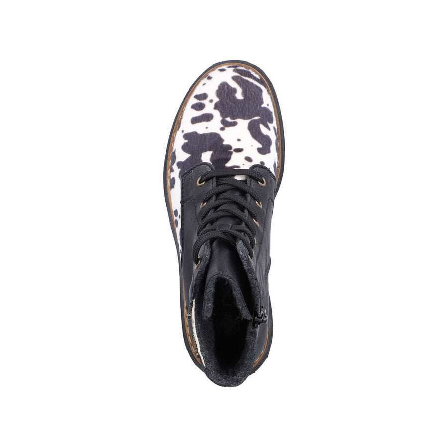 Rieker 72617-01 Black Cow Print Boots