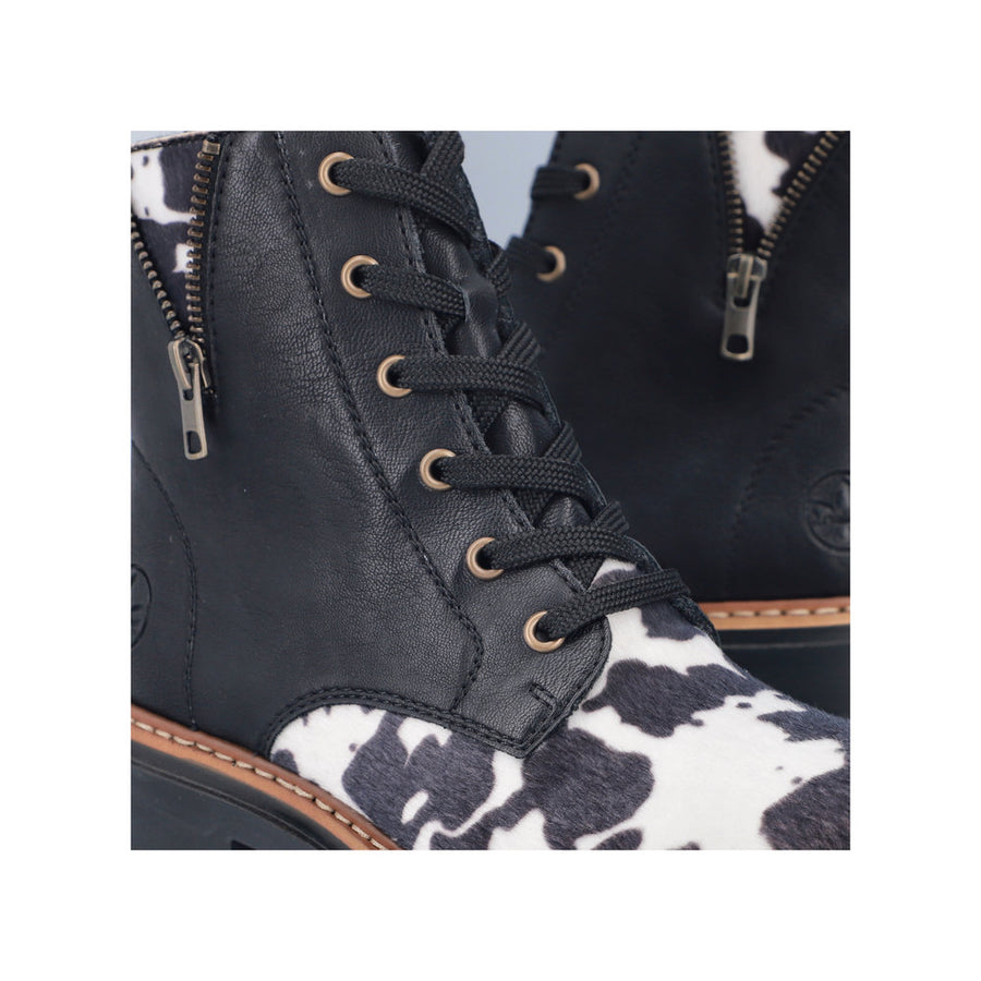 Rieker 72617-01 Black Cow Print Boots